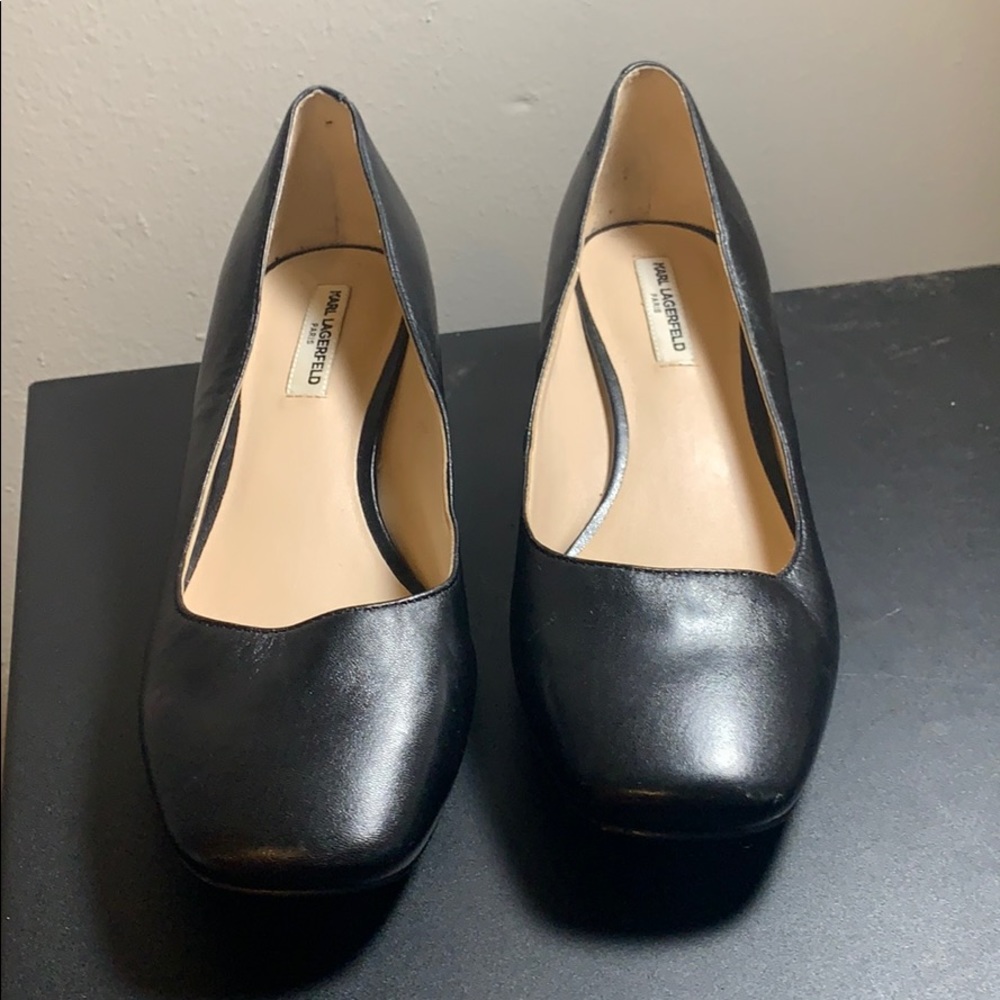 Vintage Karl Lagerfeld Leather Black Heel Pumps